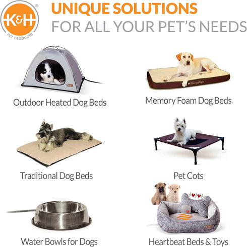 K&H Pet Products Indoor/Outdoor Superior Orthopedic Dog Bed, Gray/Paw, Small 27 X 36 X 4 Inches