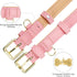 Soft Padded Leather Dog Collar for Small Medium Large Dogs, Durable & Comfortable with Heavy Duty Gold Buckle, Pink, S