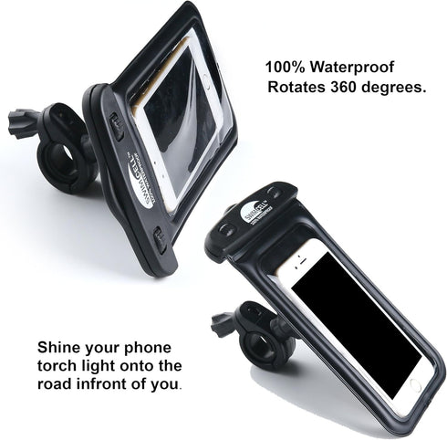 Waterproof Phone Holder Bike Handlebar Mount, 360 Degree Rotation for iPhone, Samsung, Android, IPX8