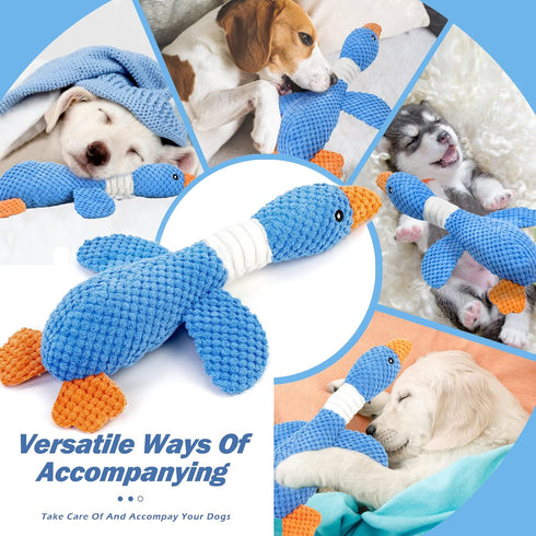 Vitscan Upgraded Goose Indestructible Dog Toys for Aggressive Chewers, Crinkle Squeaky Plush Duck Puppy Toys