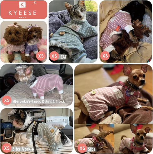 KYEESE Cotton Stretchable Dog Pajamas Jumpsuit 4 Legs Puppy PJs
