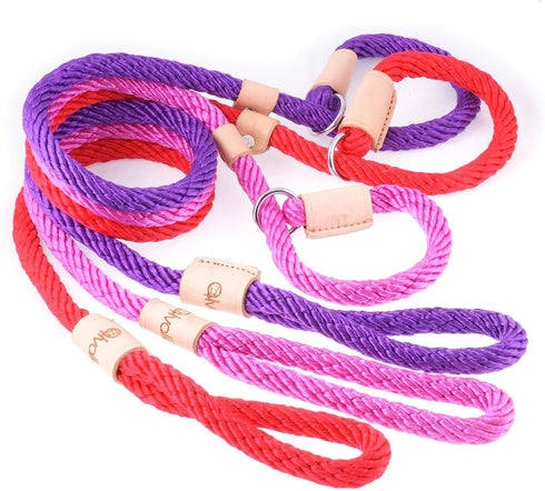 Alvalley 4ft Rope Dog Leash with Stopper, Soft Braided No-Pull Gentle Leash for All Dog Sizes (Brown)