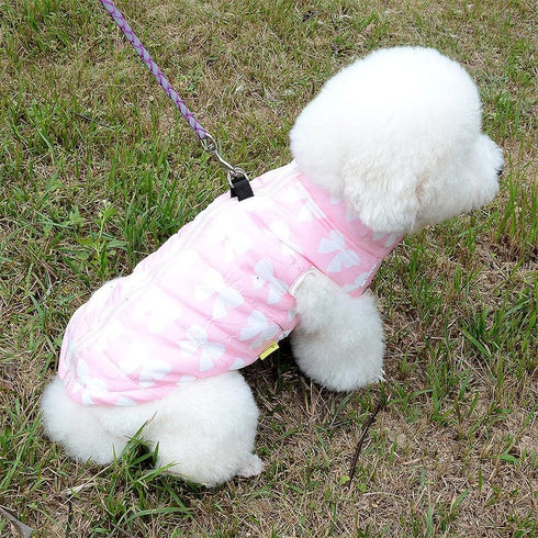 SMALLLEE_LUCKY_STORE New Soft Padded Vest Harness for Small Dogs - Pink Bow, Model: BFL049-Pink-L, L(Chest 17.7" Back