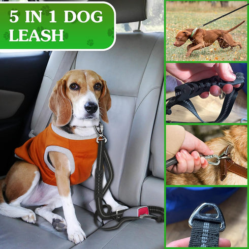Heavy Duty Dog Leash 4-6Ft Length – Reflective Bungee Leash for Medium, Large Dogs with Traffic Control Handle
