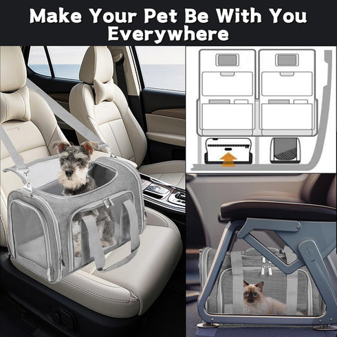 LEHNI 25 Lbs(Gray) Soft-Sided Cat/Dog/Pet Carrier, Collapsible Pets Travel Carriers for Big Cats/Small Dogs