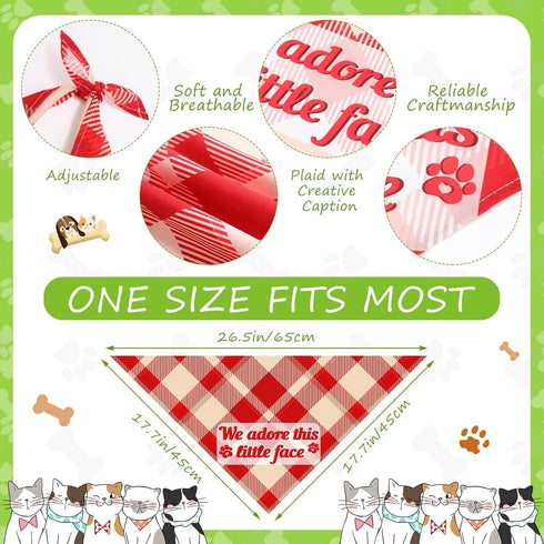 50 Pcs Plaid Dog Bandanas Bulk Cute Dog Scarf Bibs Puppy Pet Bandanas with Captions Adjustable Cat Outfit Washable