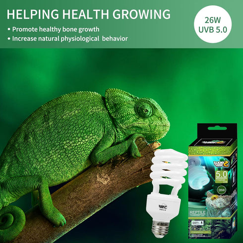 LUCKY HERP 5.0 26W Compact Fluorescent UVA UVB Light Tropical Terrarium Lamp for Reptiles