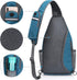 G4Free Sling Bag RFID Blocking Sling Backpack Crossbody Chest Bag for Hiking Travel (Teal Blue)