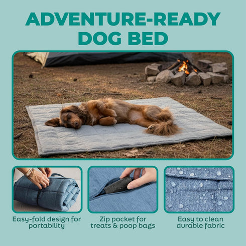 50 lbs 14 9 5 (1.5 lbs, KindTail Nomad Nap Mat - Travel Dog Bed - Machine Washable, Water-Resistant Dog Mat for Pets up