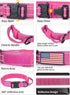 Reflective Tactical Dog Collar, Adjustable Military Nylon with Handle for Medium Large Dogs, Pink, XL