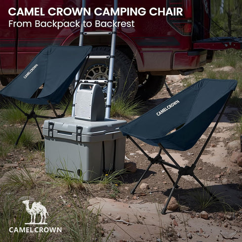 Backpacking CAMEL CROWN Portable Camping Chair Folding Compact Lawn Lightweight Chair with Carry Bag for Outdoor Hiking
