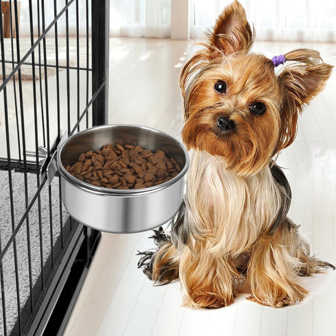 Dog Bowl Stainless Steel, Pet Hanging Food Water Bowl, Cage Feeding Cup Feeder for Dogs, Cats, Rabbits, Birds (Medium)
