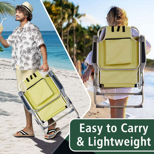 300lbs Folding Beach Chair for Adults, Outdoor Beach Portable Lawn Chair Camping Chair Beach Chair,High Back Beach