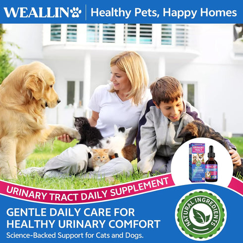 WEALLIN Cat & Dog Natural Urinary Tract Infection Treatment with Cranberry, Kidney, and Bladder Support Supplement