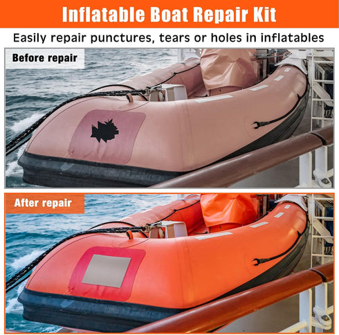 Gejoy 9 6 1 1 1 5 3g Set Inflatable Boat Repair Kit Include PVC Patch, TPU Repair Patch, Maintenance Barrel, Valve