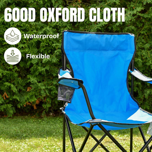 230 LBS Outvita Folding Camping Chair, Portable Durable Armrest Chair with Cup Holder & Carry Bag for Outdoor Picnic