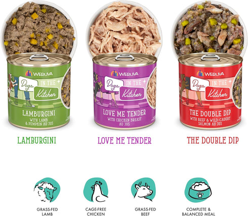 Weruva Dogs in The Kitchen, Doggie Dinner Dance Variety Pack, Wet Dog Food, 10 oz Cans, Pack of 12