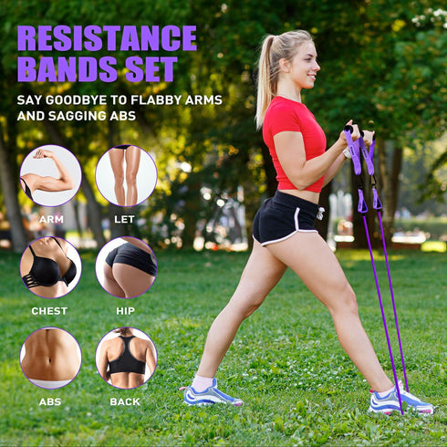 Resistance Bands with Handles, Exercise Bands for Women, Workout Equipment for Home Gym, Training Bands with Door Anchor