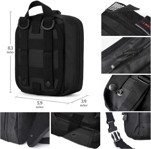 I GO Survival First Aid Kit, 251 Pieces Compact Tactical Trauma Bag for Outdoor Camping, Hiking, Travel