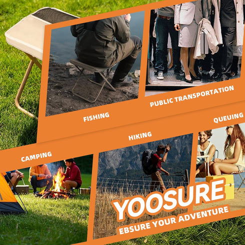 Yoosure 16" 3 Extra Tall XL Portable Chair for Adults, Collapsible Purse Chair Heavy Duty Camp Seat with Storage