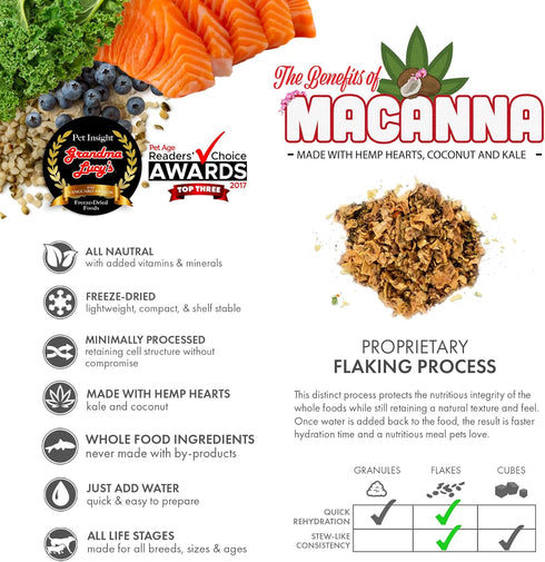 Grandma Lucy's Macanna Freeze Dried Grain Free Salmon Recipe Dog Food, 1 lb, Model Number: 884308721252