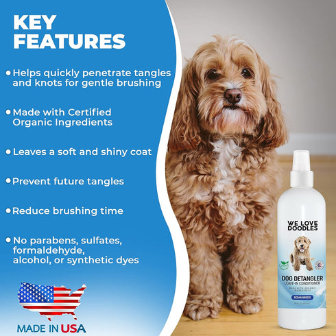 We Love Doodles Dog Detangler Spray - Leave-in Conditioner for Dogs, Dematting Spray, Tangle Remover - Made in The USA,