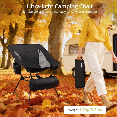 400LBS Setup Anbte Extra Height & Width Portable Camping Chair, Capacity Compact Folding Chair with Square Frame Quick