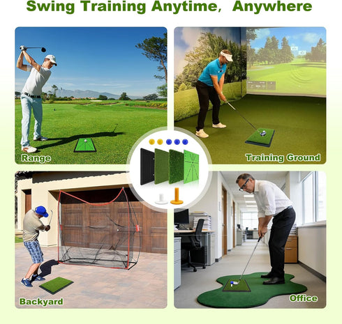10mm Foldable Golf Hitting Mat with EVA Base, Premium Dual-Turf Golf Practice Mat for Indoor/Outdoor Training