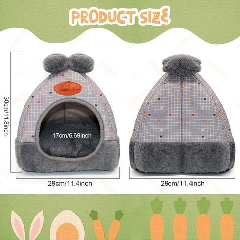 YUEPET Bunny Bed Warm Guinea Pig Cave Beds, Cute Bowknot House, Big Hideouts Cage Accessory for Dwarf Rabbits, Hamster,
