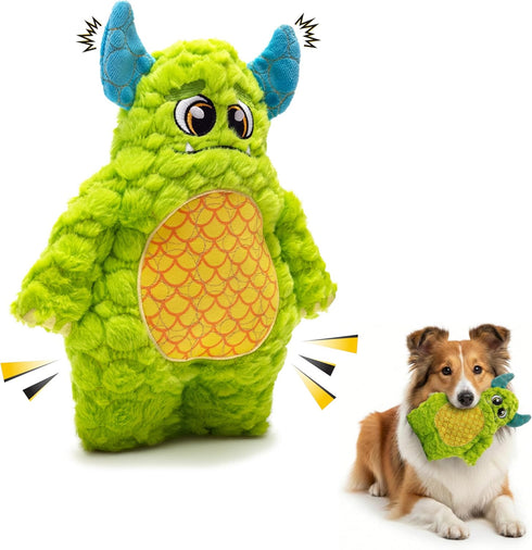 Bite Force Dog Toy - Large Durable & Strong Plush Green Monster