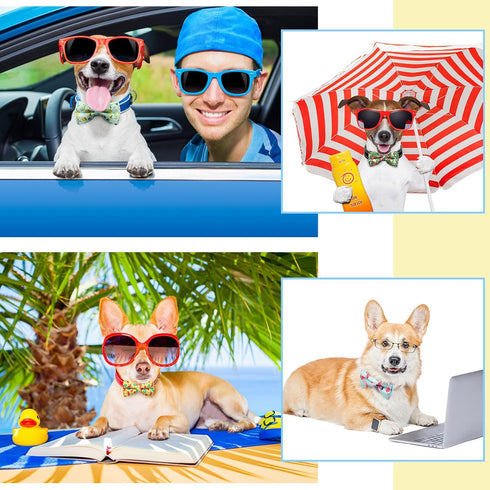 16 Pcs Dog Bow Ties Collar Attachment Slides, Cute Detachable Bowties for Dogs and Cats with Elastic Bands