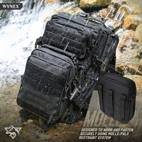 WYNEX Tactical Molle Admin Pouch, Utility EDC Organizer, Double Layer Design Medical EMT Attachment Bag