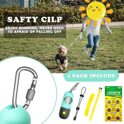 (1 15 Dog Poop Bags Holder with LED Flashlight|Pet Waste Bags Dispenser for Leash|Doggie Potty Bags Container