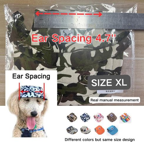 Dog Hat, Sunscreen Baseball Cap with Ear Holes, Adjustable Hat for Small and Medium Dogs, Flower, XL