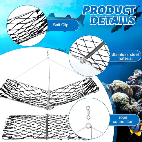 3 Set Arrowbash Castable Crab Trap with Red Gauge and Bait Clip Foldable Crab Trap Snare Crabbing Net Equipment