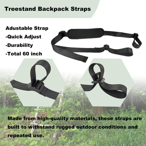 Tree Stand Backpack Straps - Utility Straps for Deer Hunting Accessories and Transport System