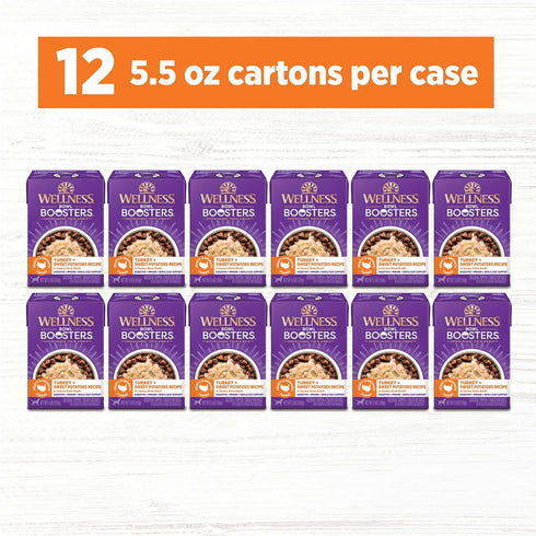 Wellness Bowl Boosters Hearty Toppers, Turkey & Sweet Potatoes Recipe in Savory Bone Broth, 5.5 Ounce Pouch (Pack of 12)