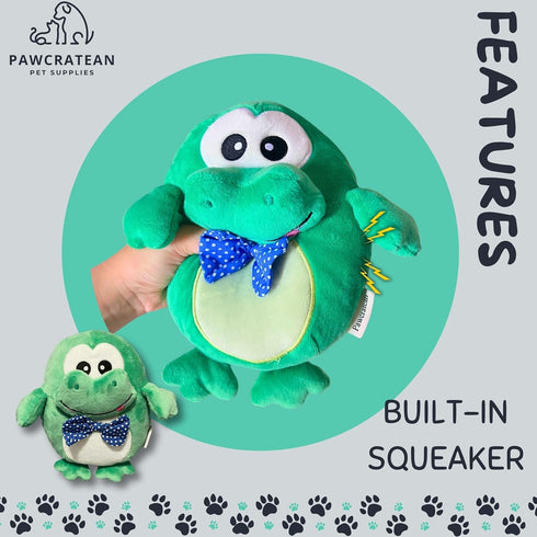 7-Inch Plush Squeaky Toy for Small Dogs - Washable Green Frog