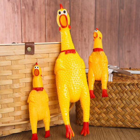 MCPINKY 3PCS Rubber Chicken Dog Toys, Squeaky Prank Novelty Toy for Noise Maker Dog Toys