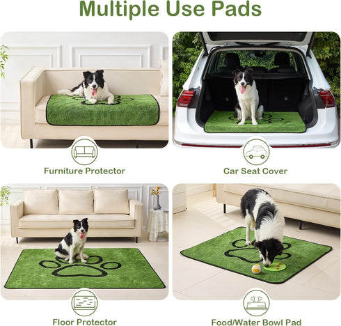 2 Pack 24"x 36" Qeils Reusable Dog Pee Pads, Super Absorbent & Leakproof Washable Puppy Pads with Soft Green Top Layer