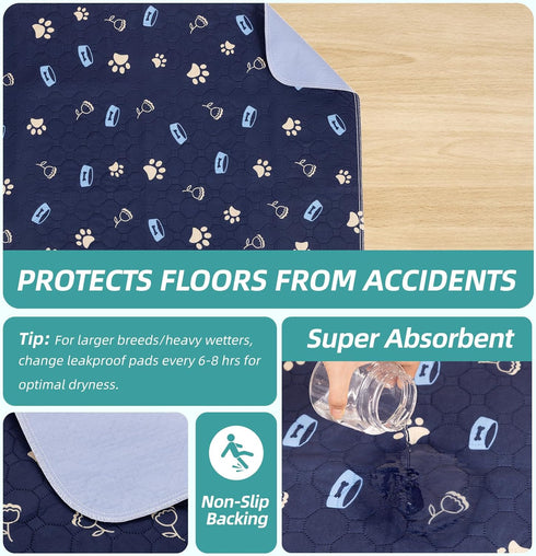LINDOPTWS ((18*24 Inch (Pack 2))) Washable Dog Pee Pads - Reusable, Ultra Absorbent & Leak-Proof Puppy Training Pads