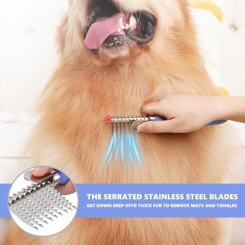 Dematting Comb for Dogs Poodle Doodle, Dual-Sided Rake & Detangling Tool for Long Curly Haired Poodles and Goldendoodles