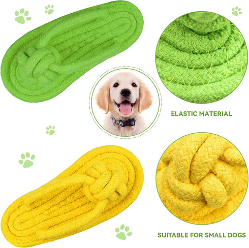 Zhanmai 4 Pieces Dog Shoe Chew Toys, Durable Puppy Squeaky Mini Sneakers Decoy Sandal Plush Toys (Green, Orange, Yellow)