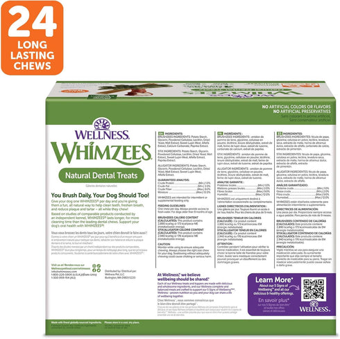 WHIMZEES by Wellness Value Box 24 Count | Long Lasting Natural Grain Free Dog Chews for Dogs 40-60 Lbs