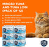 100% 3oz, Pack 12 Pure Cravings Minced Tuna and Tuna Loin Wet Canned Cat Food, Mercury-Tested, Moist Can Fish for Cats