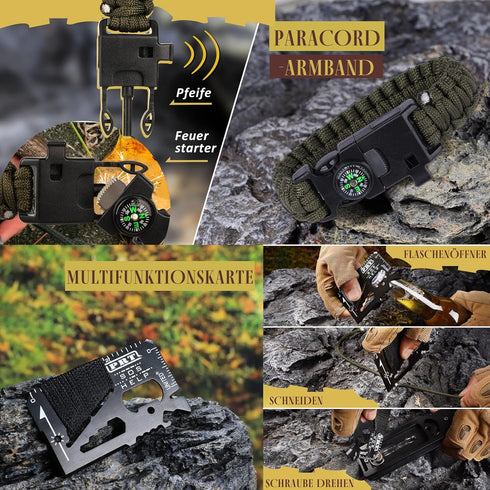 Gifts for Men Dad Husband Him, 14 in 1 Survival Kit, Emergency Gear, Cool Gadget for Hunting Fishing Camping
