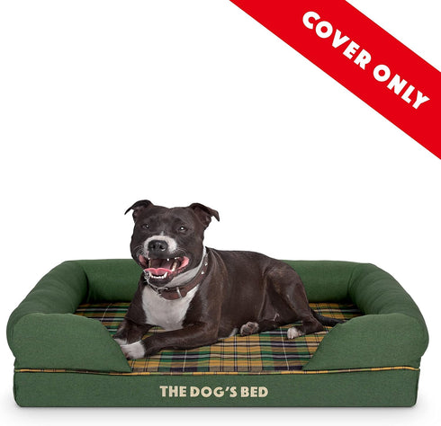 Replacement Outer Cover for The Dog's Bed Orthopedic, Medium, Washable Fabric, Green Tartan