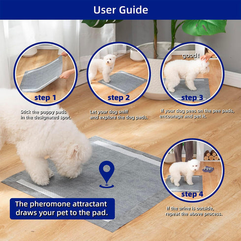 Pettycare Charcoal Puppy Pads Regular 22"x23" 100 Count, Leak-Proof Odor Control, Ultra Absorbent Quick Dry Pads