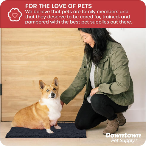 My Doggy Place Microfiber Dog Mat 18" x 24" Charcoal, Absorbent Quick-Drying Dog Paw Cleaning Mat, Non-Slip Rubber