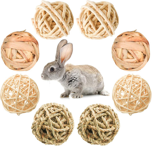 Bac-kitchen 8 Pcs Small Animals Play Balls Rolling Activity Chew Toys Gnawing Treats